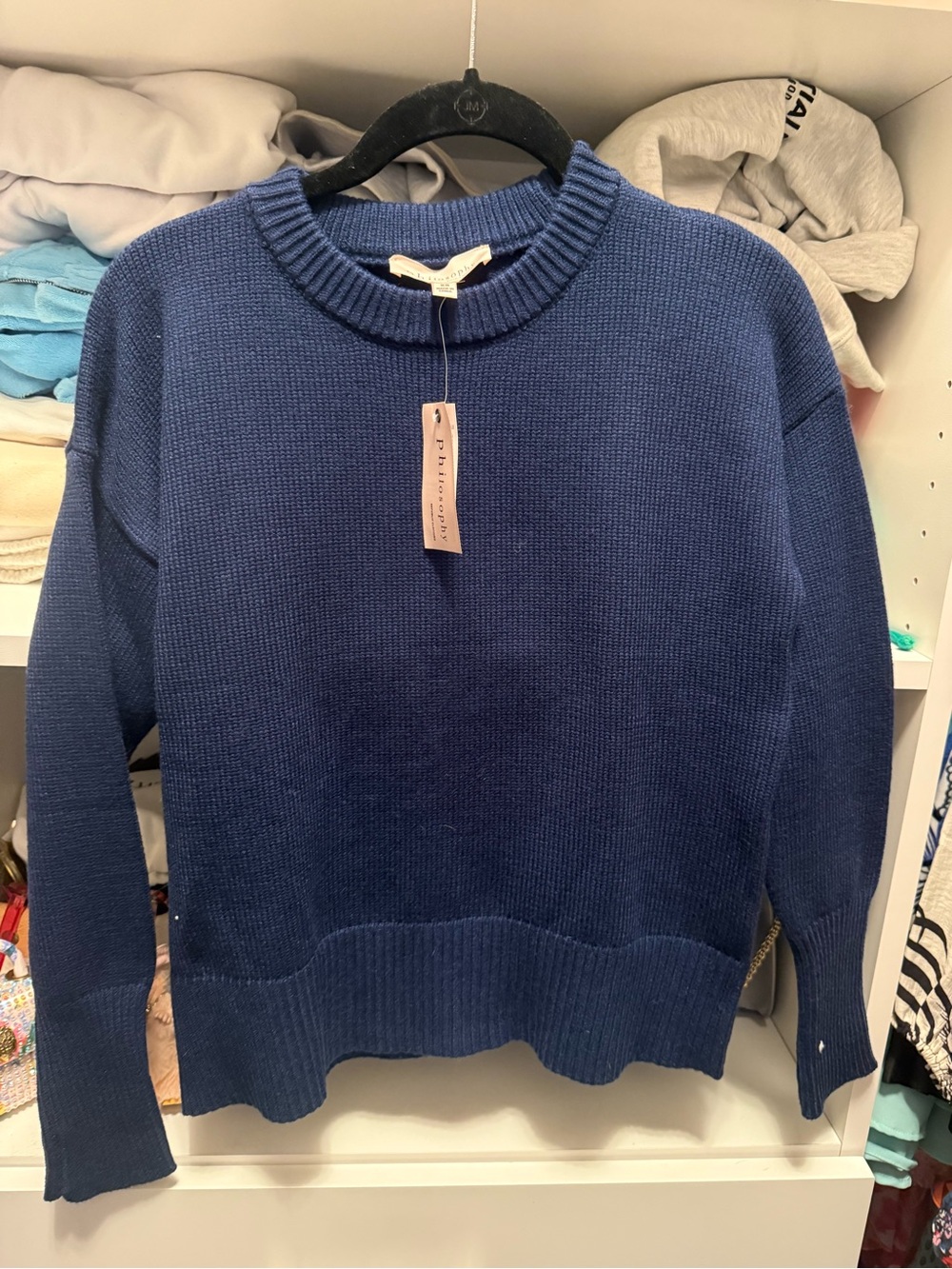 Philosophy Deep Blue Crewneck Knit Sweater
